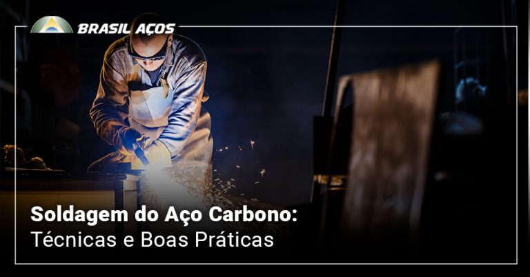 Soldagem do Aço Carbono e a imagem possui o texto Soldagem do Aço Carbono: Técnicas e Boas Práticas